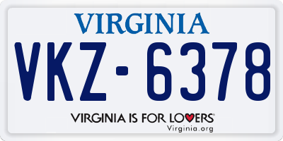 VA license plate VKZ6378