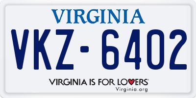 VA license plate VKZ6402