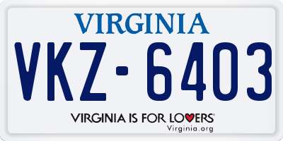 VA license plate VKZ6403