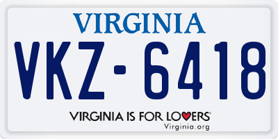 VA license plate VKZ6418