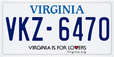 VA license plate VKZ6470