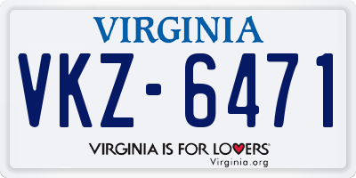 VA license plate VKZ6471