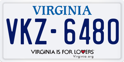 VA license plate VKZ6480
