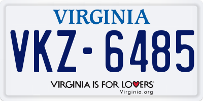 VA license plate VKZ6485