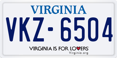 VA license plate VKZ6504