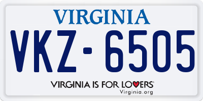 VA license plate VKZ6505