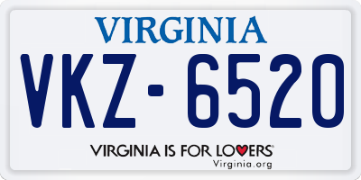 VA license plate VKZ6520