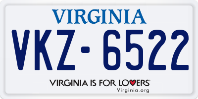 VA license plate VKZ6522