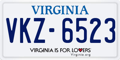 VA license plate VKZ6523