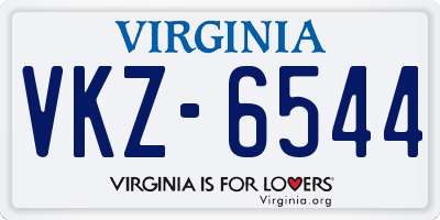 VA license plate VKZ6544