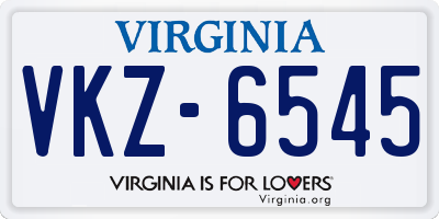 VA license plate VKZ6545