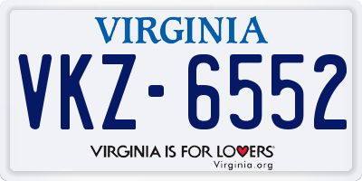 VA license plate VKZ6552
