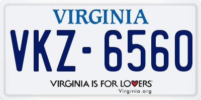 VA license plate VKZ6560