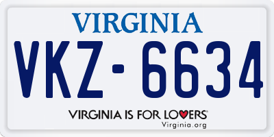 VA license plate VKZ6634