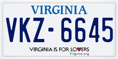 VA license plate VKZ6645