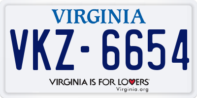 VA license plate VKZ6654