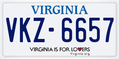 VA license plate VKZ6657