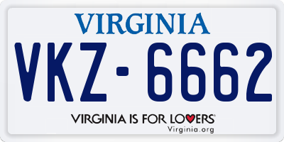 VA license plate VKZ6662