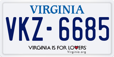 VA license plate VKZ6685