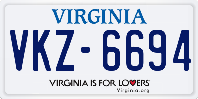 VA license plate VKZ6694