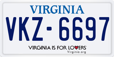 VA license plate VKZ6697