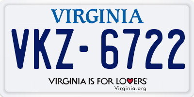 VA license plate VKZ6722