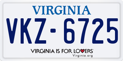 VA license plate VKZ6725