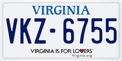 VA license plate VKZ6755