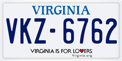 VA license plate VKZ6762
