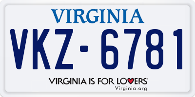 VA license plate VKZ6781