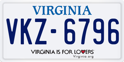 VA license plate VKZ6796