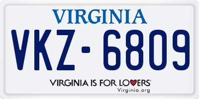 VA license plate VKZ6809