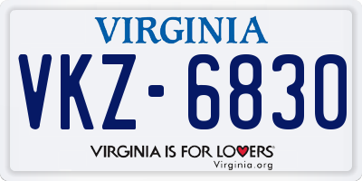VA license plate VKZ6830