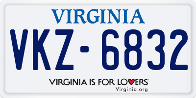 VA license plate VKZ6832