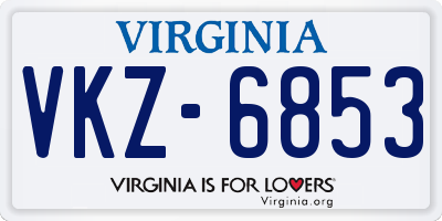VA license plate VKZ6853