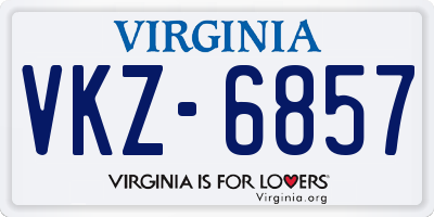 VA license plate VKZ6857