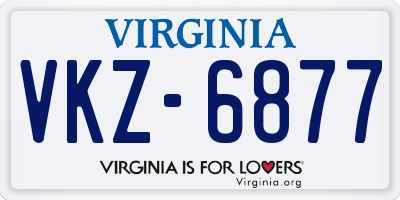 VA license plate VKZ6877