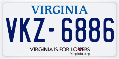 VA license plate VKZ6886