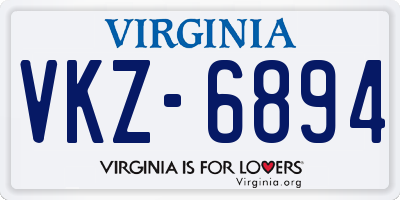 VA license plate VKZ6894