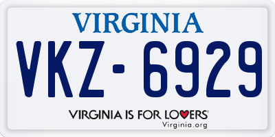 VA license plate VKZ6929