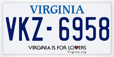 VA license plate VKZ6958