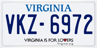 VA license plate VKZ6972