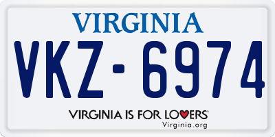 VA license plate VKZ6974