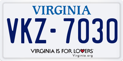 VA license plate VKZ7030