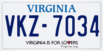 VA license plate VKZ7034