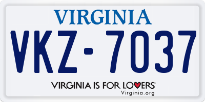 VA license plate VKZ7037