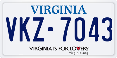 VA license plate VKZ7043