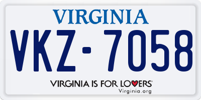 VA license plate VKZ7058