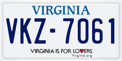 VA license plate VKZ7061