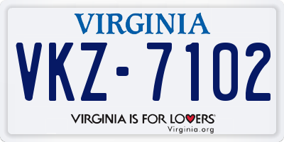 VA license plate VKZ7102